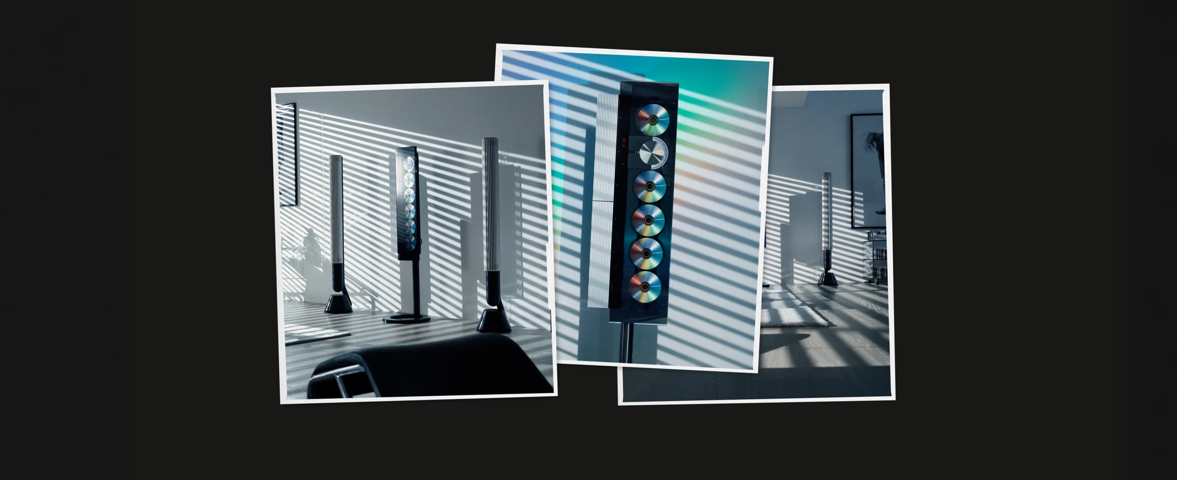 3 B&O products shown as polaroids